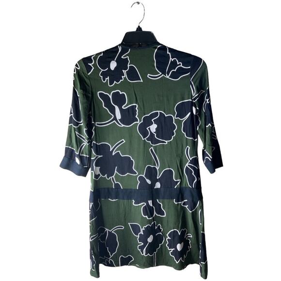 Diane Von Furstenberg Silk Shift Dress Size 4 3/4 Sleeve Floral Print Green - Picture 4 of 9